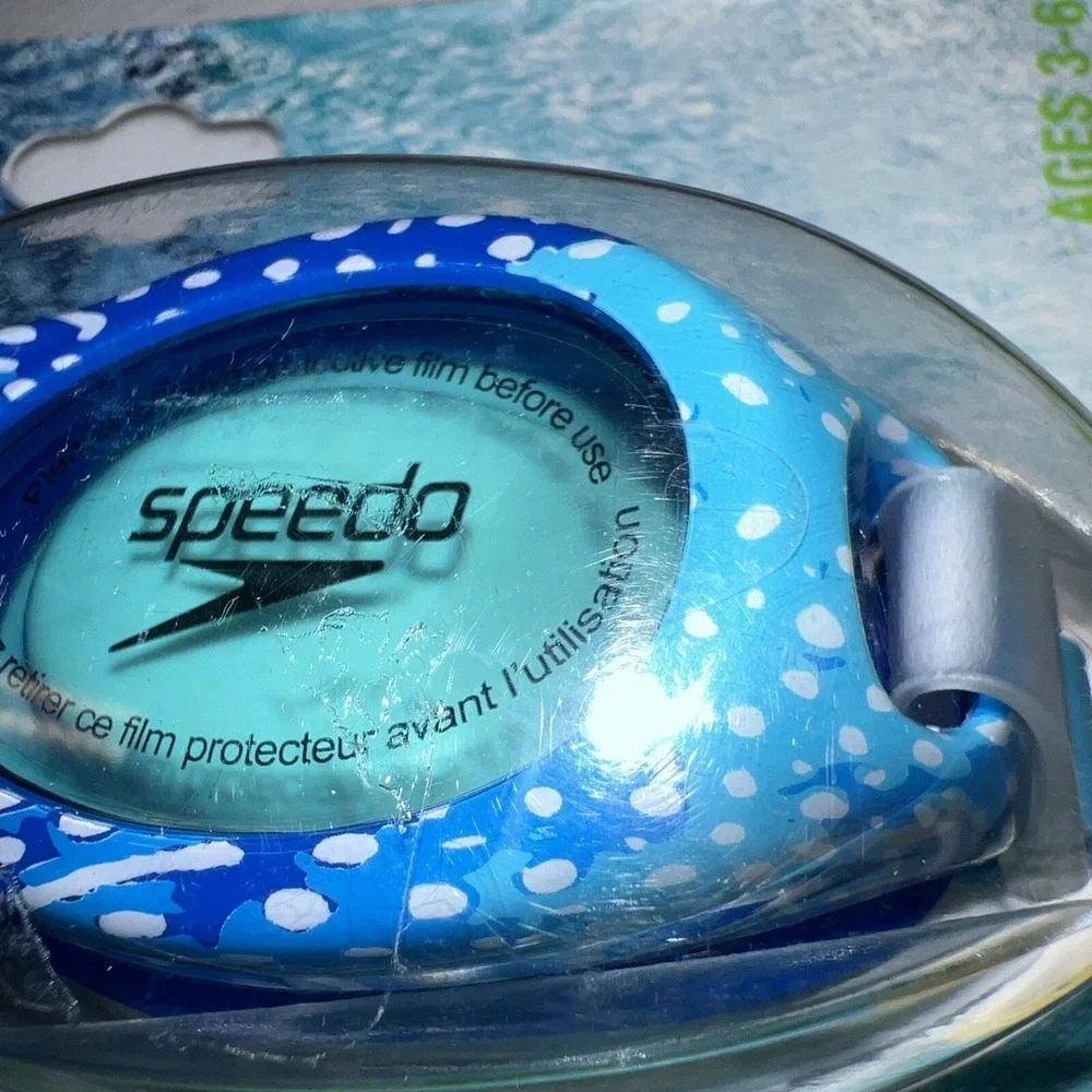 Speedo Swimming Kids Blue Print Goggles No Leak Adjustable Straps Age 3-6